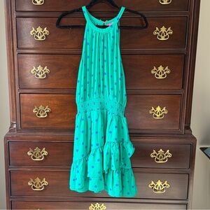 Lilly Pulitzer Botanical Green Dress with Blue Dots